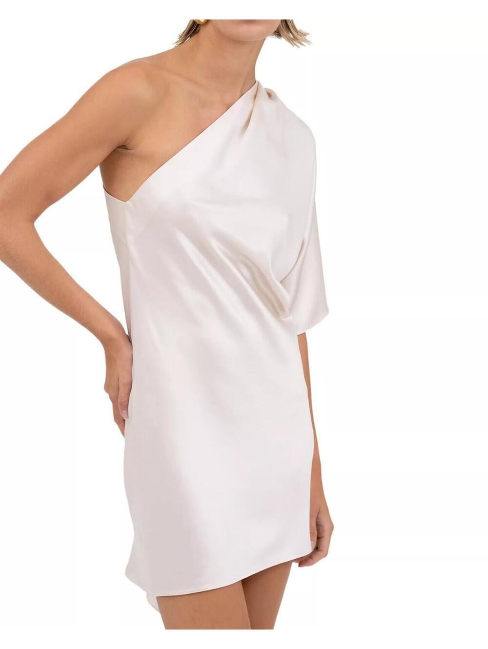 495$ Nonchalant Label Malia Drape Back One Shoulder Dress Size XS Light Beige